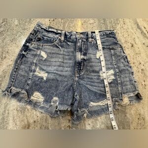 KanCan 30” Women’s 9/28 Distressed Ripped Denim Jean Shorts High Rise Summer